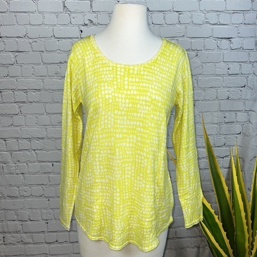 MARLED Acid Green Lightweight Sweater | White Dot Design | Size Medium